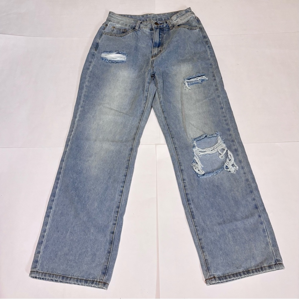SHEIN Light Blue Distressed Denim Jeans - Picture 2 of 9